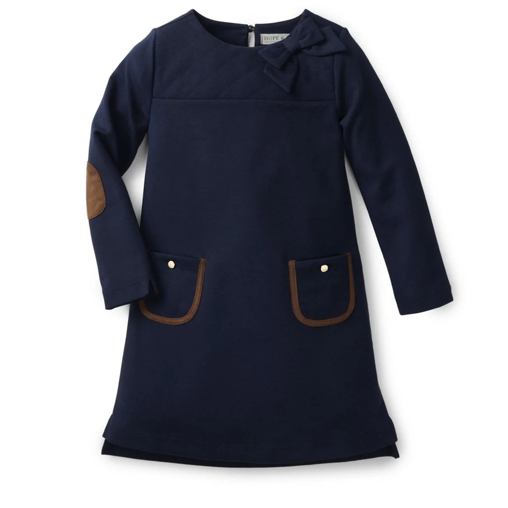 Hope & Henry Navy Quilted Ponte Riding Dress, Medium